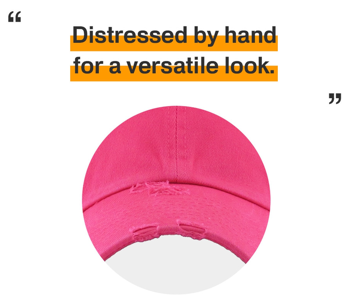 Hot Pink Distressed Vintage Baseball Cap Front View